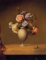 Heade, Martin Johnson - Roses and Heliotrope in a Vase on a Marble Tabletop